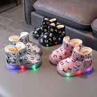 Детские зимние ботинки с принтом и надписью, модель 2021, зимняя обувь для маленьких мальчиков и девочек, легкая хлопковая обувь, плюшевые теплые короткие ботинки