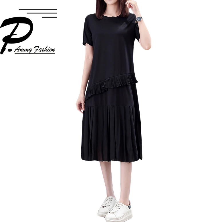 2019 летние большие размеры Женские однотонные витрина длинное платье с вышивка