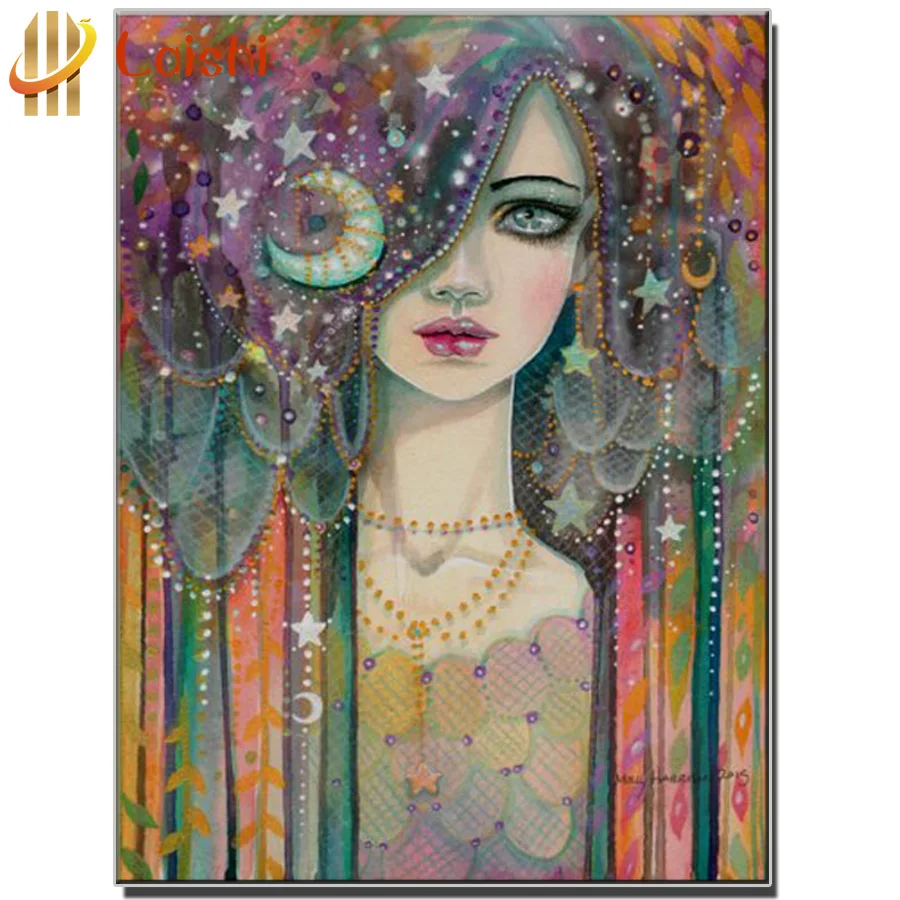 

DIY Diamond Painting Galaxy girl beautiful boho gypsy fantasy art woman poster cross stitch full squareround diamond painting