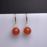 shilovem 18k yellow gold natural south red agate stud earrings fine jewelry cute wedding gift new plant women myme8 5 96622nh