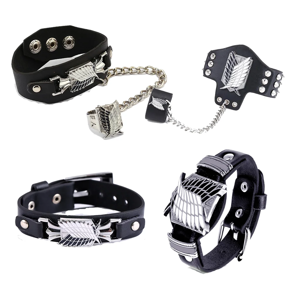 

Anime Attack On Titan Bracelet Wings of Liberty Wristband No Kyojin Leather Belt Buckle Bracelets For Women Men Trinket Gift