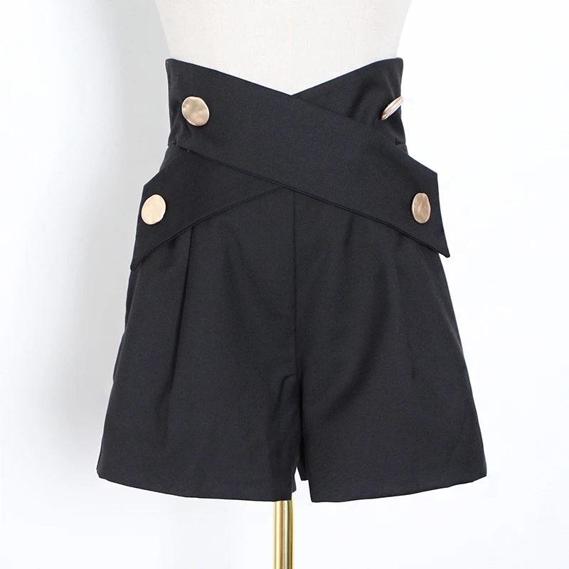 

XIZIHUPAN Casual Patchwork Khaki Shorts For Women High Waist Asymmetrical Loose Short Pants Female Summer Clothing Fashion Style