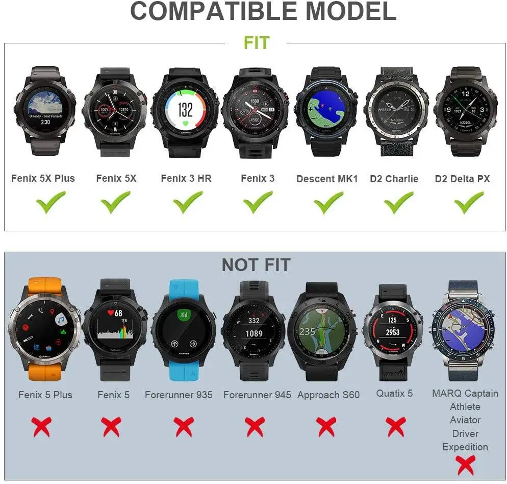 ANBEST Titanium Alloy Watchband for Garmin Fenix 5/5 Plus/6 22mm G shock Strap for Forerunner 945 Smart Watch Bracelet