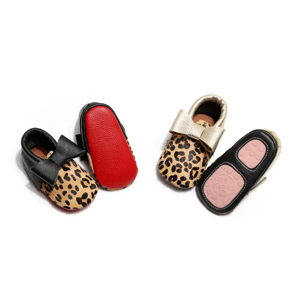 Леопардовая обувь с большим бантом для маленьких девочек принцессы из