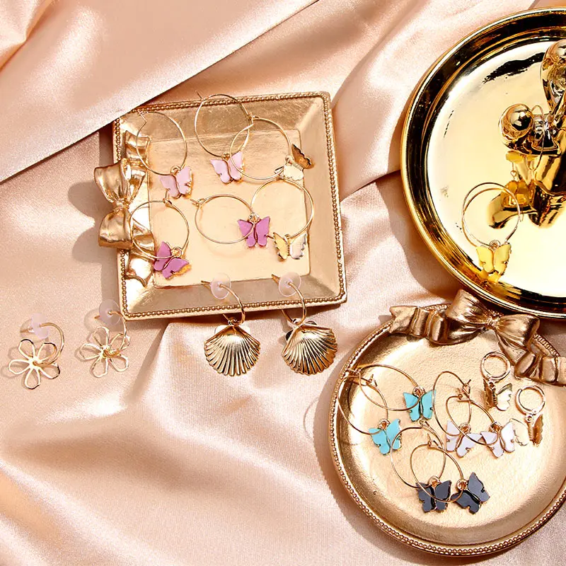 Женские серьги-бабочки в богемном стиле золотого цвета | Украшения и аксессуары