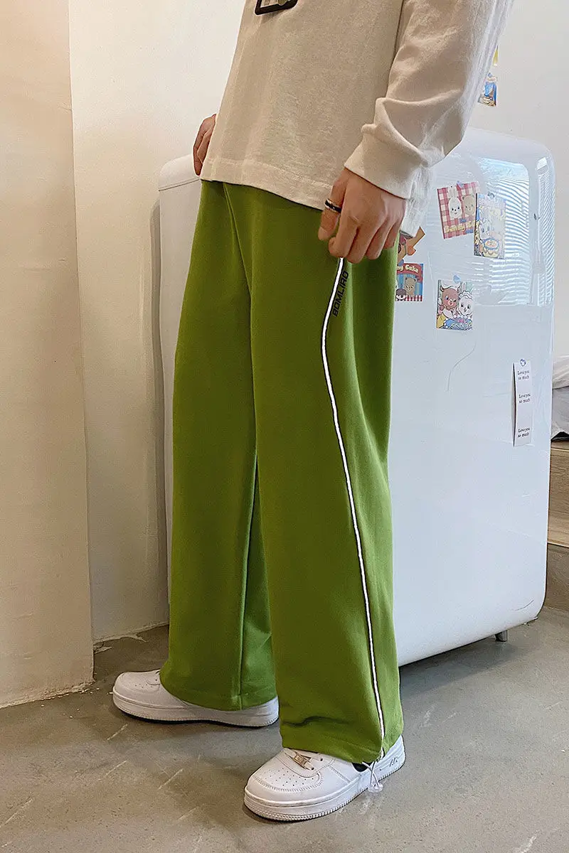 

2021 spring New Arrivals Reflective striped guard men's plus size straight casual trousers sports loose pants Free shipping