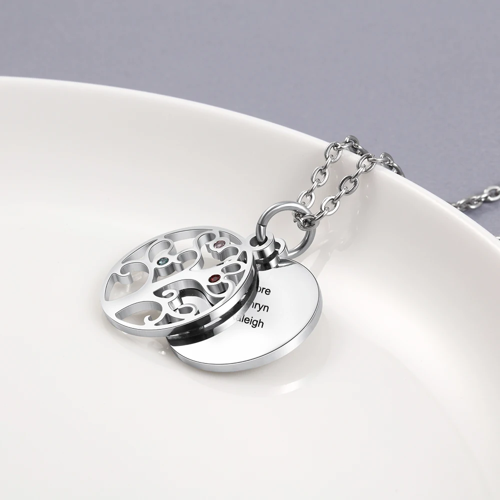 Филигранная семейная команда дерево кулон с камнем рождения ожерелье