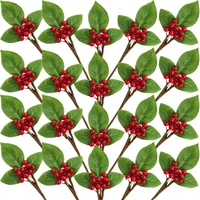 20 christmas artificial berries twig stem fake berries bunch for christmas tree decorations and diy craft