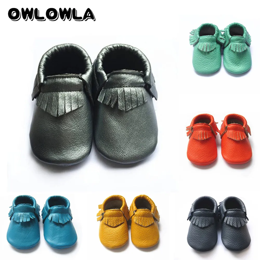 Wholesale Baby Moccasins Genuine Cow Leather Soft Sole Kids Shoes Toddlers Crawling Newborn 0-24month Infant  First Walkers