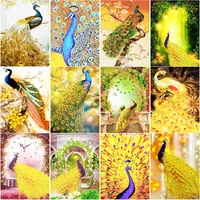 new 5d diy diamond painting golden peacock diamond embroidery animal cross stitch full square round drill home decor manual gift