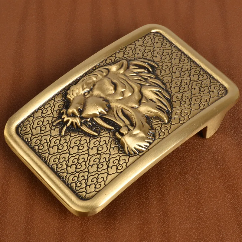 Модная пряжка для ремня из твердой латуни с тигром Винтажные Украшения тяжелые 3D