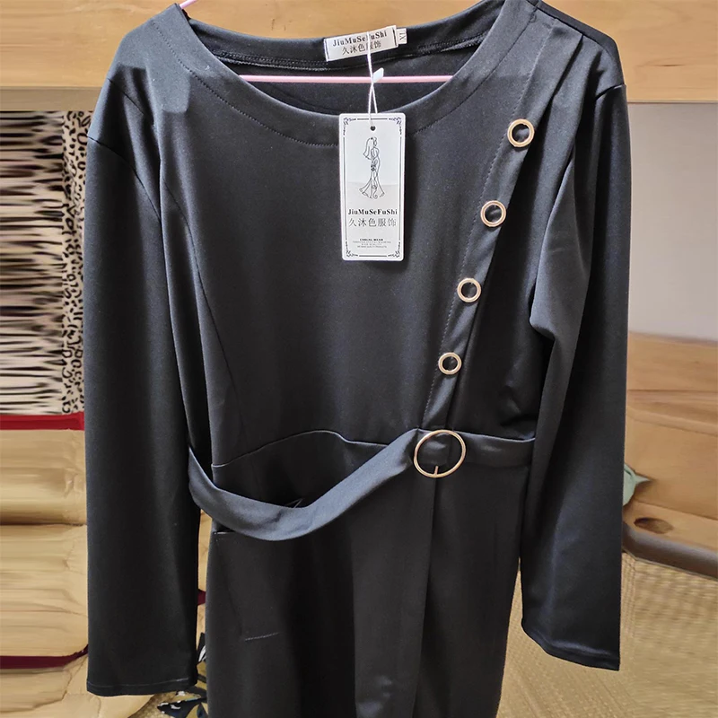 

elegant long sleeve women dresses fashion casual plus size 4XL basic A-line party dress ladies solid chic o-neck slim dresses