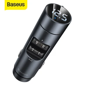baseus car charger wireless mp3 for bluetooth 5 0 dual usb 3 1a quick charge digital display cigarette lighter for iphone 11 x free global shipping