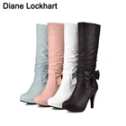 Женские сапоги на платформе; Сапоги до колена на шпильке с круглым носком; Женская обувь; Женские сапоги; Цвет черный, белый, розовый, синий; femmes chaussures; 32, 41, 42