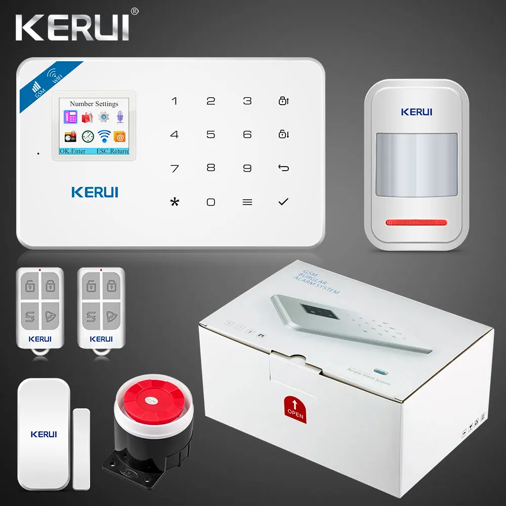 White kit Kerui W18 беспроводная Wifi домашняя сигнализация GSM IOS Android приложение управление ЖК GSM SMS Охранная сигнализация для дома охранная сигнализация - Цвет: White kit