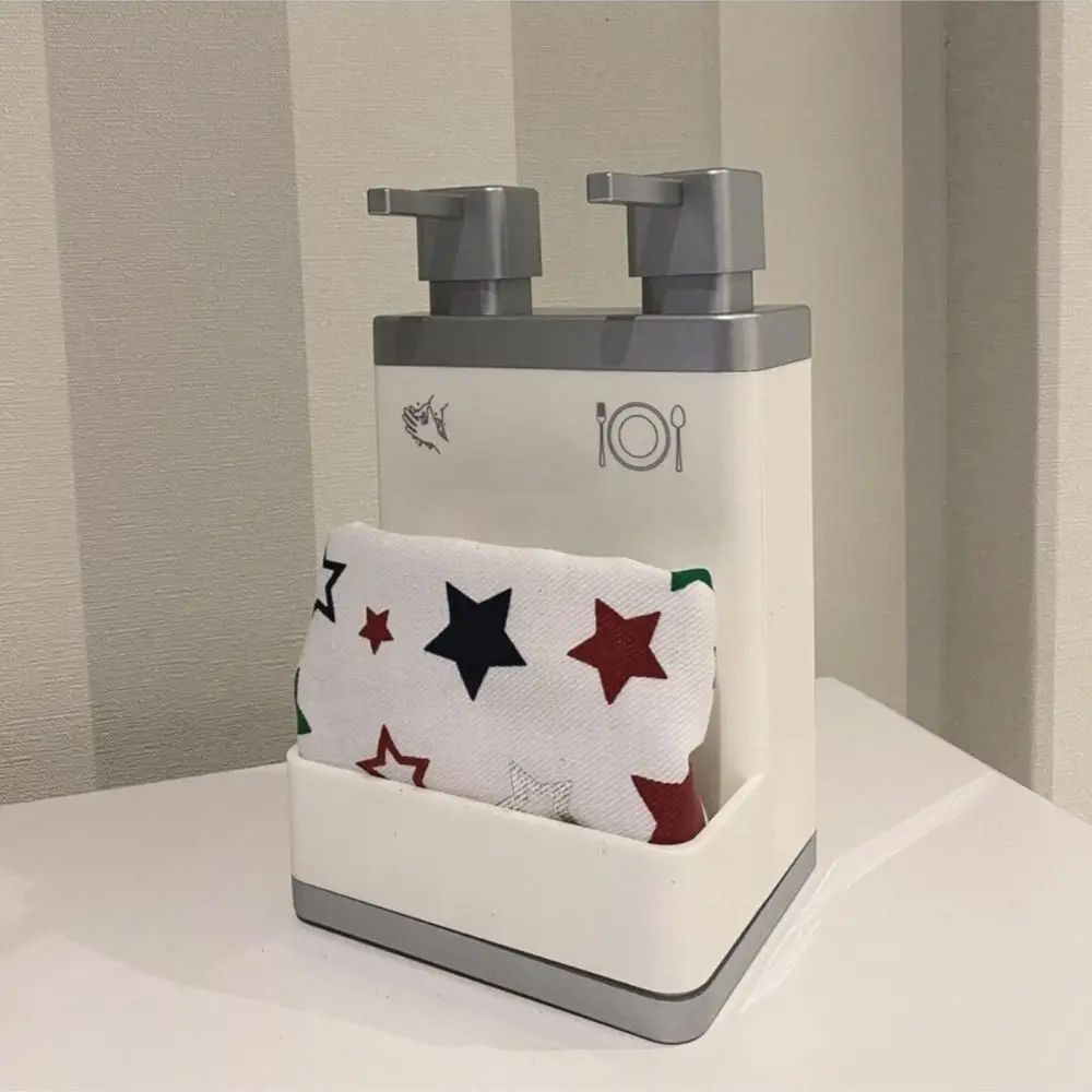 

Double Liquid Soap Dispenser Acrylic Dish Sponge Holder Kitchen Bathroom Accessories 3 Colors Washing Refillable Decorative