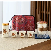 travel tea set for women portable tea cup set with infuser and lid for aduts kung fu gongfu tea gitt with case