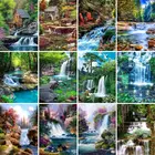 GATYZTORY Рамка Diy Краска по номерам горный водопад пейзаж Краска Акриловая Краска на холсте для домашнего декора 60x75 см