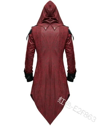 Стимпанк готический смокинг плащ отложной воротник с капюшоном кожа куртка вида