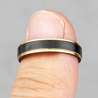 simple black gold drawing stainless steel mens rings trendy charm for male boyfriend biker jewelry creativity gift wholesale