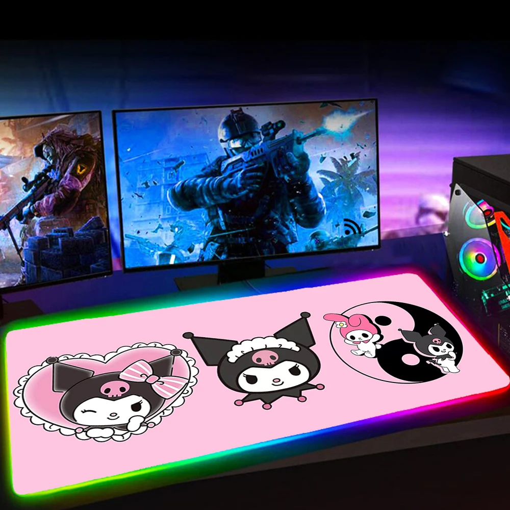 

RGB Cartoon Mouse Pad Laptop Gaming Accessiores Mousepad Tapis De Souris Kuromies Mause Pad Rubber No-slip with Backlit Mausepad