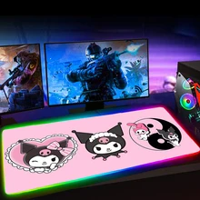 RGB Cartoon Mouse Pad Laptop Gaming Accessiores Mousepad Tapis De Souris Kuromies Mause Pad Rubber No-slip with Backlit Mausepad