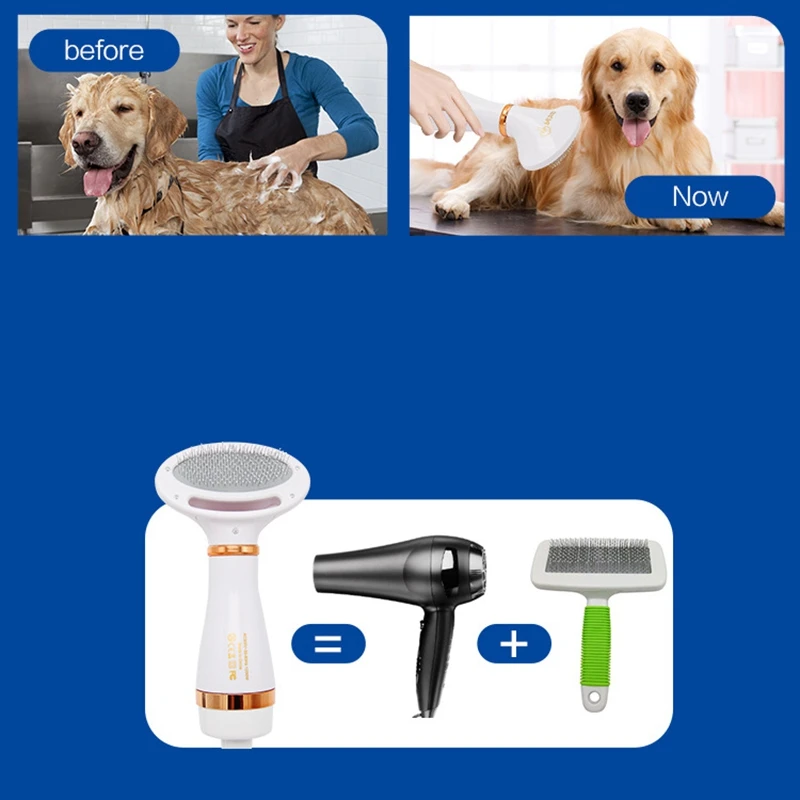 

Pet Hair Dryer & Comb Brush Portable Dog Dryer Slicker Brush Pet Grooming Cat Hair Comb Dog Fur Blower
