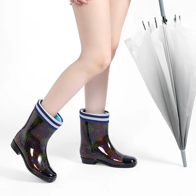 Резиновые сапоги для взрослых с леопардовым принтом Нескользящие