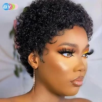 short afro kinky curly wig human hair wigs for black women pixie cut wig curly bob wigs remy hair natural color cheap wig
