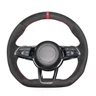 Черная замша красный маркер чехол рулевого колеса автомобиля для Audi TT (8S) 2014-2019 TTS 2014-2019 TT RS 2016-2019 R8 (4S) 2015-2019