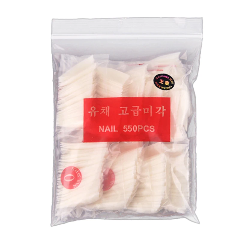 500/550 шт. накладные ногти для ног Новый стиль ногтей Французский Длинные с принтом