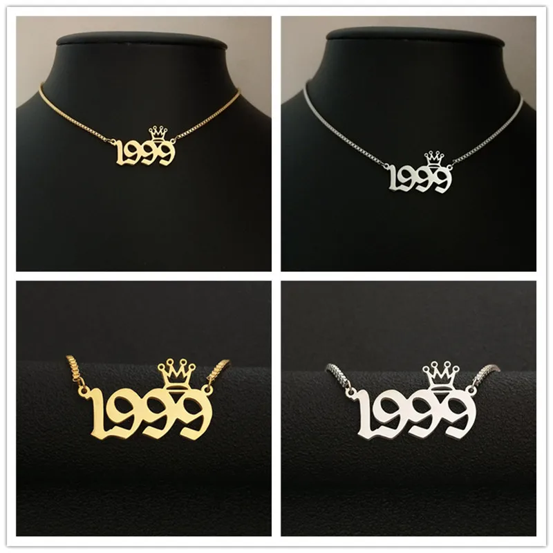 Ожерелье с подвеской в виде короны из нержавеющей стали 2000 1999 1998 1997 цепочка