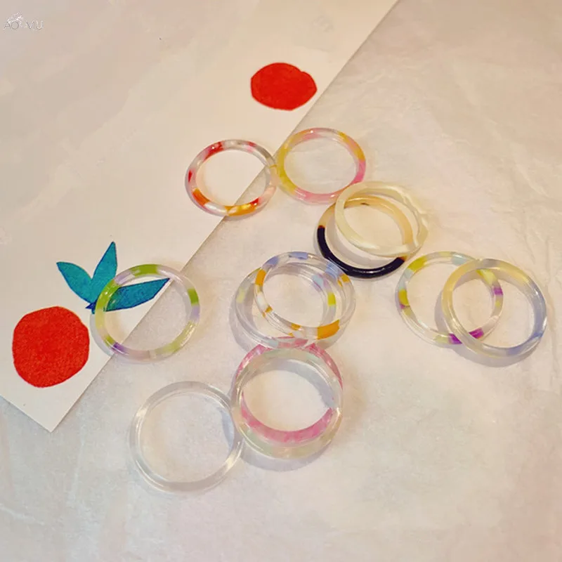 Женский набор колец AOMU корейские кольца с прозрачными акриловыми кольцами в