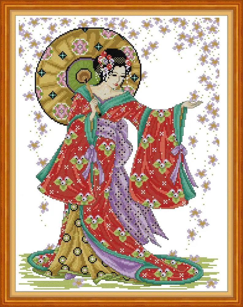 Rain flower 2 cross stitch kit aida 14ct 11ct count print canvas cross stitches needlework embroidery DIY handmade