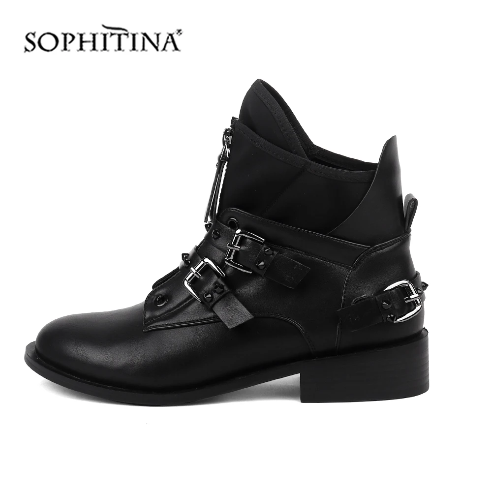 SOPHITINA/модные ботинки с пряжкой Удобная обувь на квадратном каблуке круглым