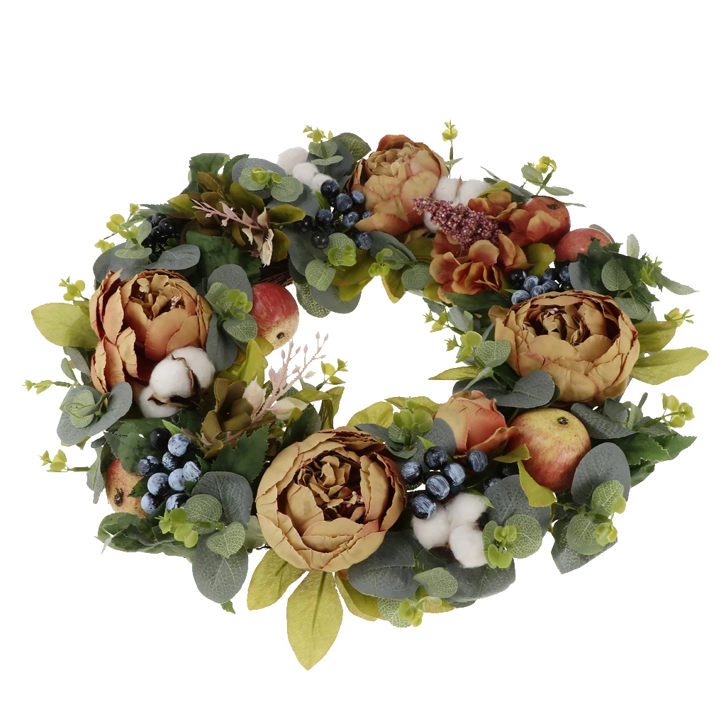 

Artificial Silk Flower Christmas Wreath for Thanksgiving Autumn Harvest Home ...