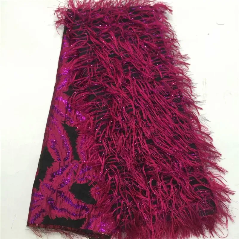 Красный хорошее качество парча кружева кисточкой африканская кружевная ткань