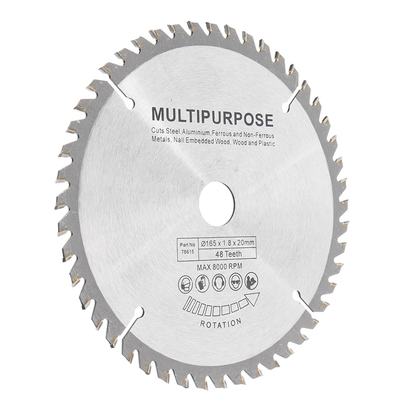 

Tungsten steel alloy saw blade 165mm 48 tooth circular saw blade wood steel aluminum cutting machine power tool accessories