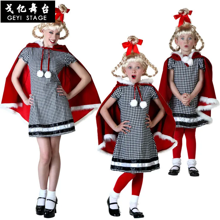 

Women's Cloak Luxury Women's Christmas Costume Adult Child Christmas Little Girl Costume Stage Performance Parent-child Costume