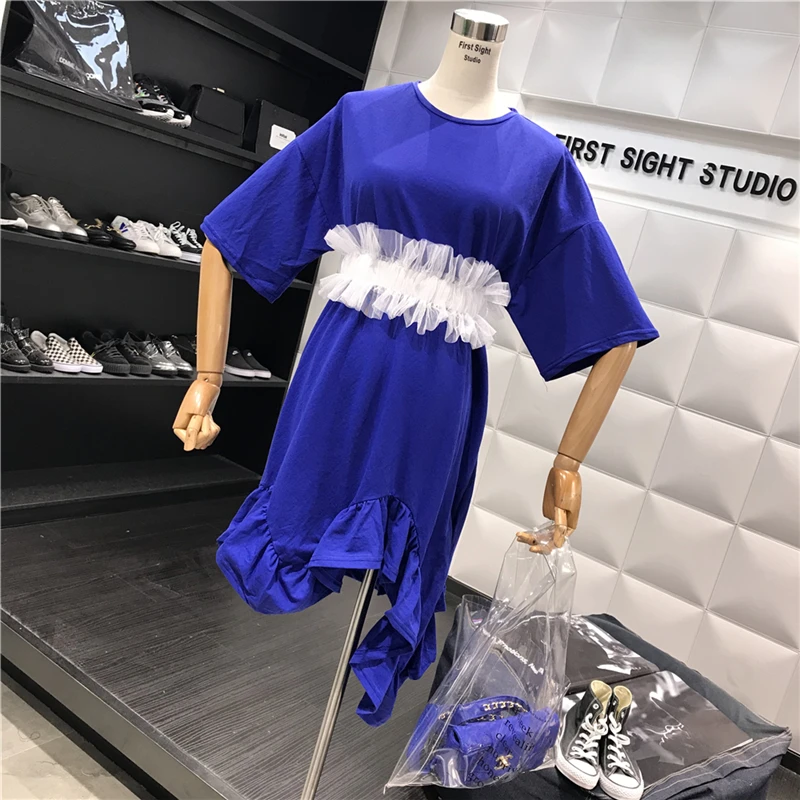 

Amolapha Women Irregular Ruffles Soild Dresses Summer Woman Casual Dress Vestidos