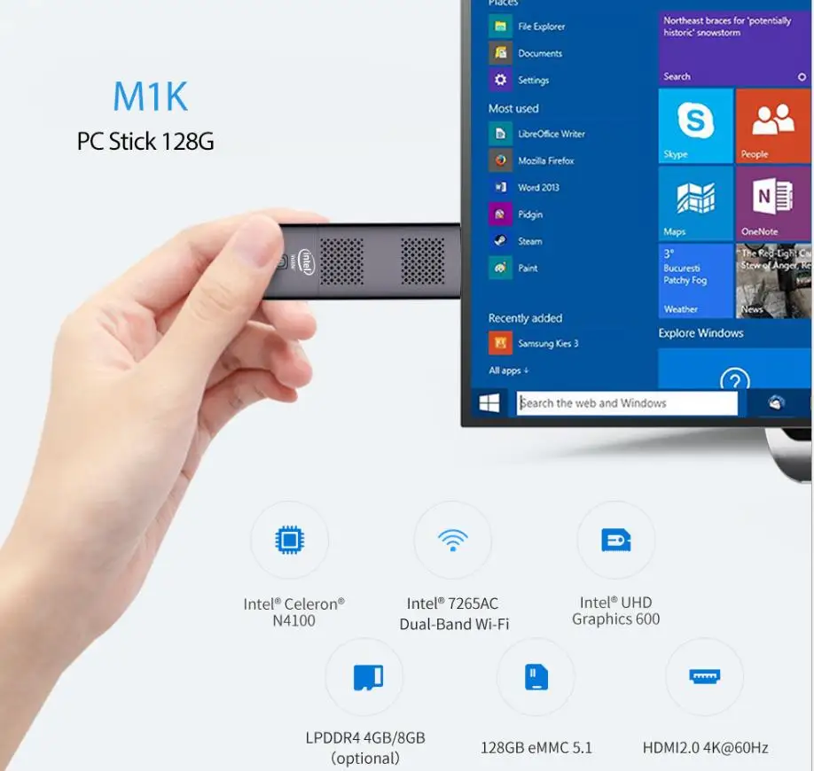 MINI PC Windows Pc MK1 N4100 4G 128G HDMI 4K 60HZ Mini Computer Host