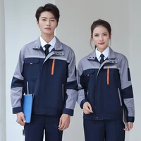 long sleeve mixed color jacket trousers two pcs factory set coveralls customize wearable reflective stripe workshop uniforms