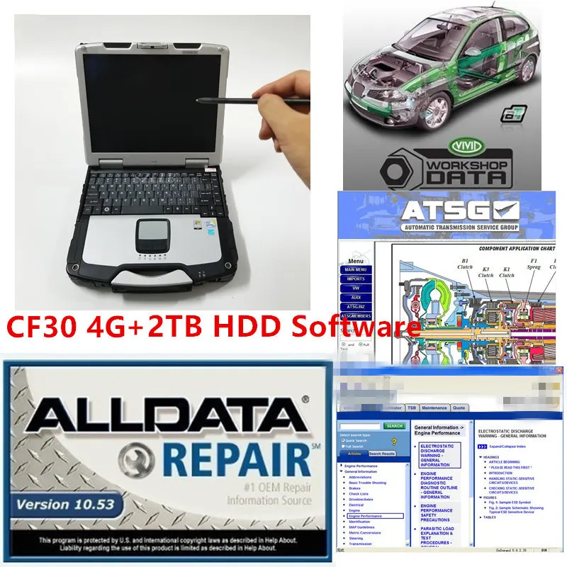 Все данные автосервис Alldata 10 53 mi .. ll 2015 ATSG 2017 в 2 ТБ hdd установлен хорошо компьютер