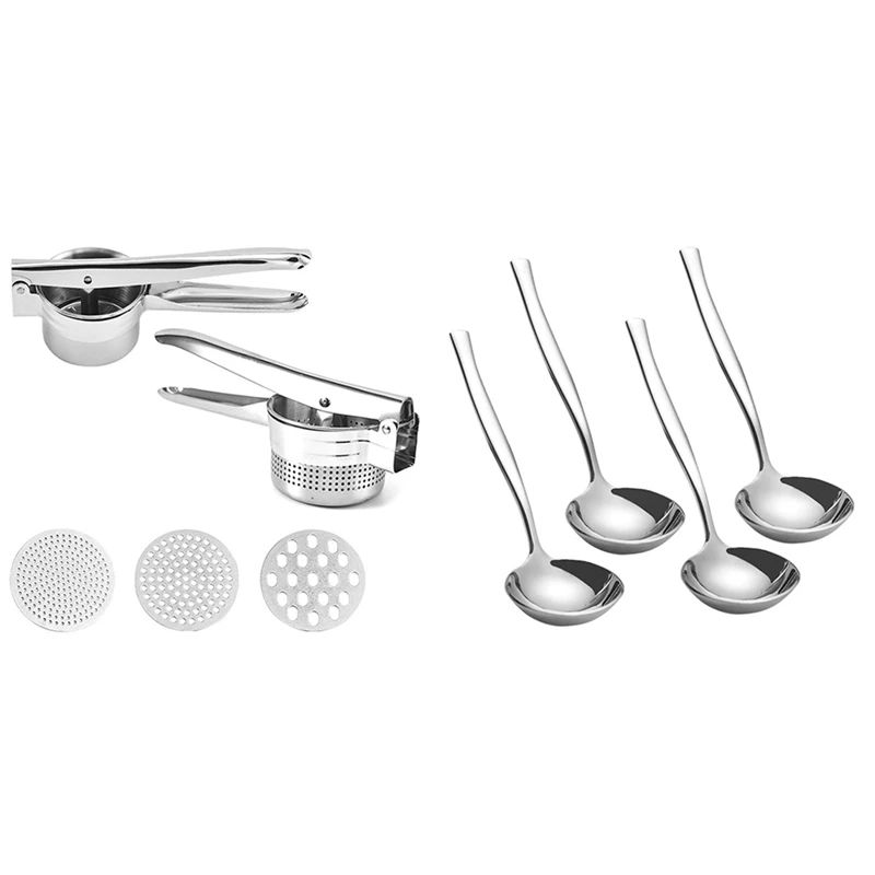 

1 Set Potato Ricer, Baby Food, Fruit Masher & 4 Pcs Gravy Soup Spoon