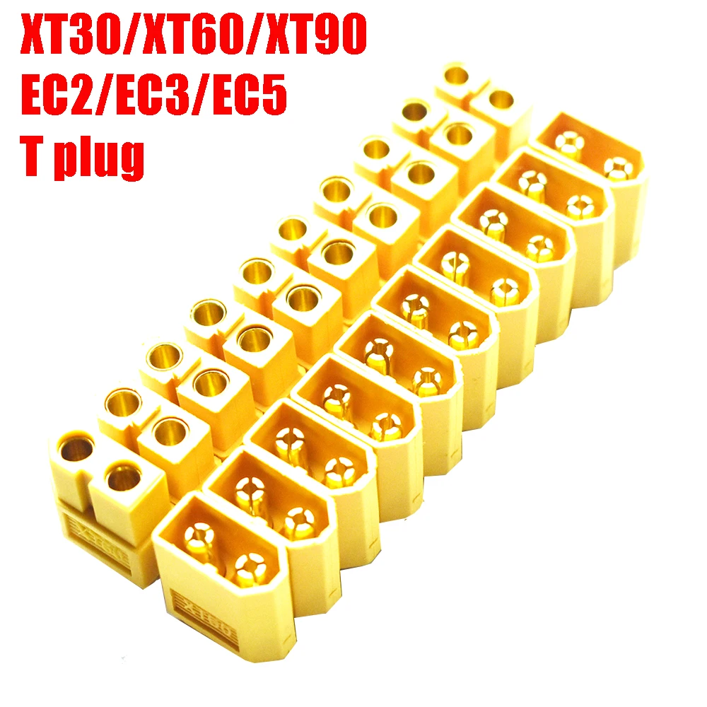 5/10 пар XT30 XT30U XT60 XT60H XT90 EC2 EC3 EC5 T Штекерный разъем для аккумулятора позолоченный