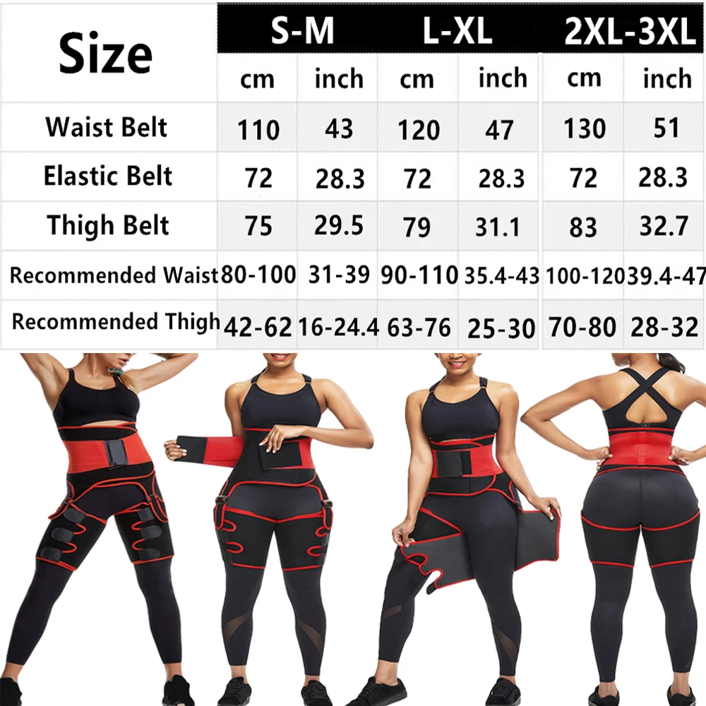 

Waist Trainer Slimming Belt 3 in 1 Women High Waist Thigh Trimmer Neoprene Sweat Shapewear Slimming Leg Body Shapers Adjustable