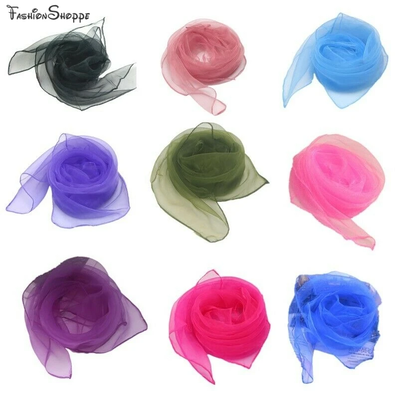 Женский шифоновый квадратный шейный шарф милый однотонный карамельных цветов