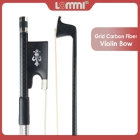 lommi violin bow 44 full size grid carbon fiber aa grade white horse hair silver wire wrap ebony frog wfleur de lis inlay