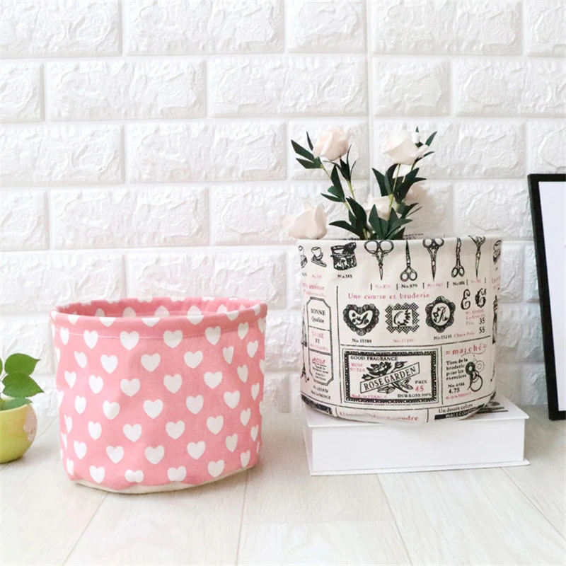 Foldable 11 Colors Storage Baskets Cartoon Printed Desktop Canvas Basket for Your Crafts &ampJewelery | Дом и сад