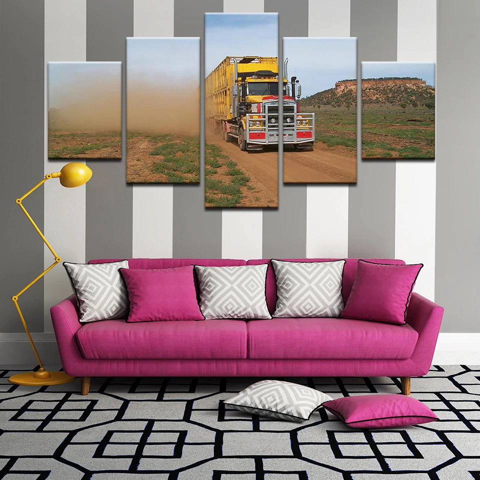 

5 Panel Modern Transporting Truck Poster Canvas Painting Printed On Canvas Wall Art Home Decoration For Living Room